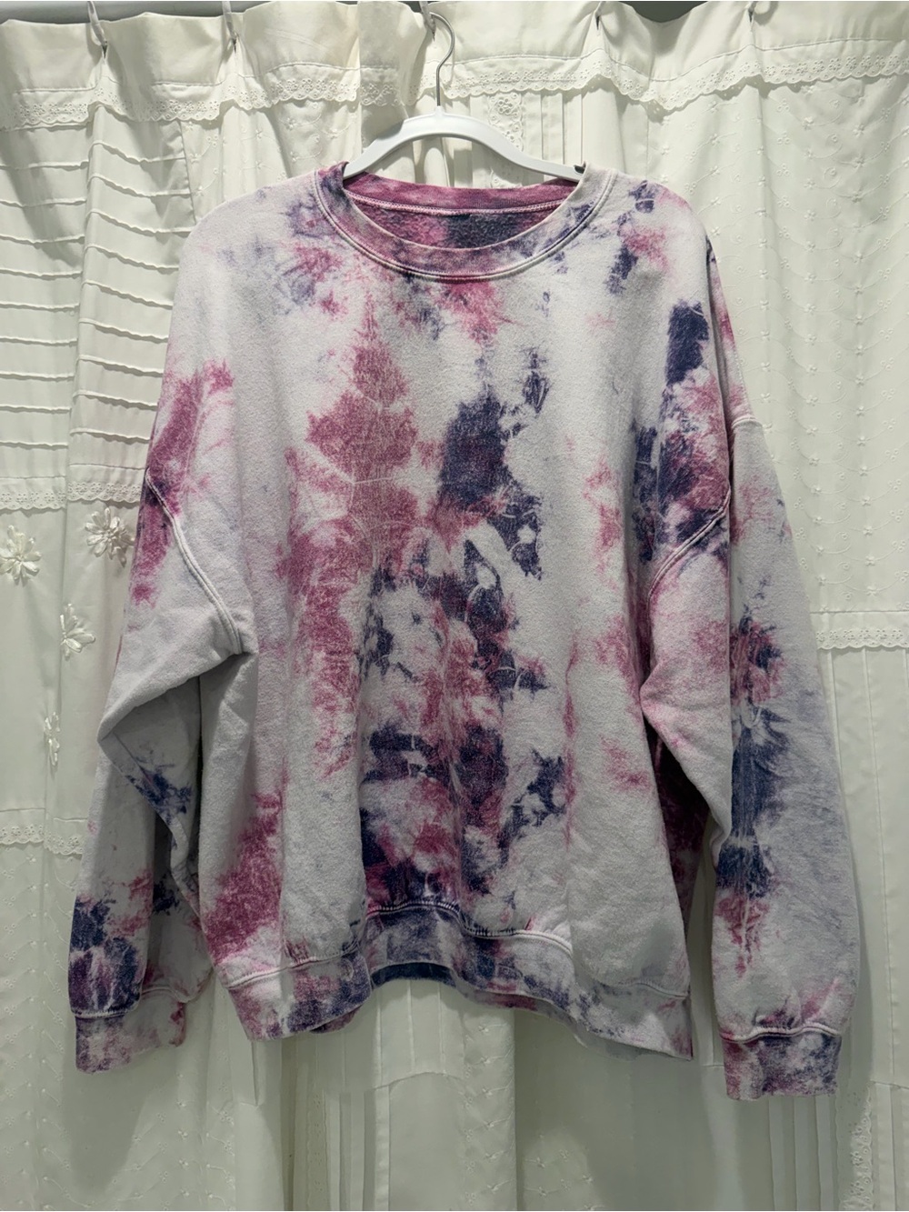 Urban Outfitters Renewal Tie-Dye Crewneck Sweatshirt with Pink & Purple